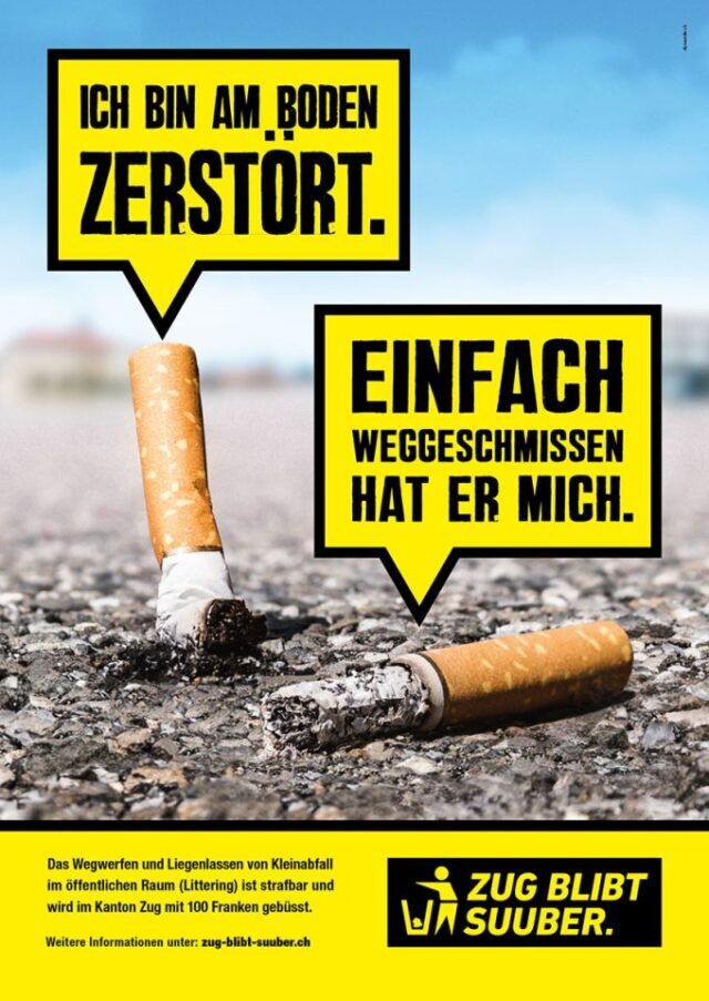 Plakat aus der Aktion "Zug blibt suuber"